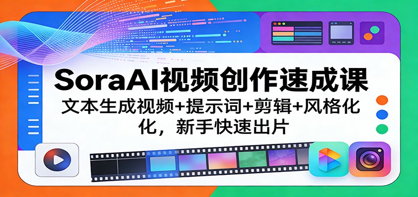 SoraAI视频创作速成课:文本生成视频+提示词+剪辑+风格化,新手快速出片-亮剑学堂
