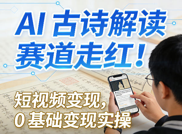 AI古诗解读赛道走红!短视频变现,0基础变现实操-亮剑学堂