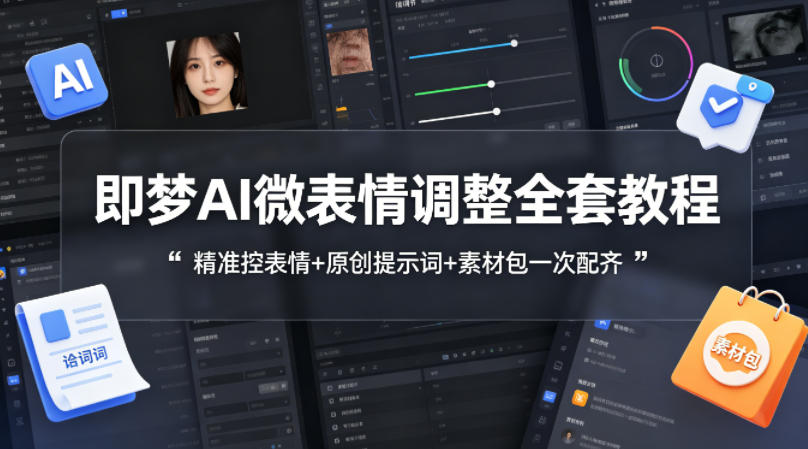 即梦AI微表情调整全套教程,精准控表情+原创提示词+素材包一次配齐-亮剑学堂