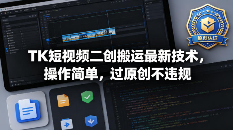 TK短视频二创搬运最新技术,操作简单,过原创不违规-亮剑学堂
