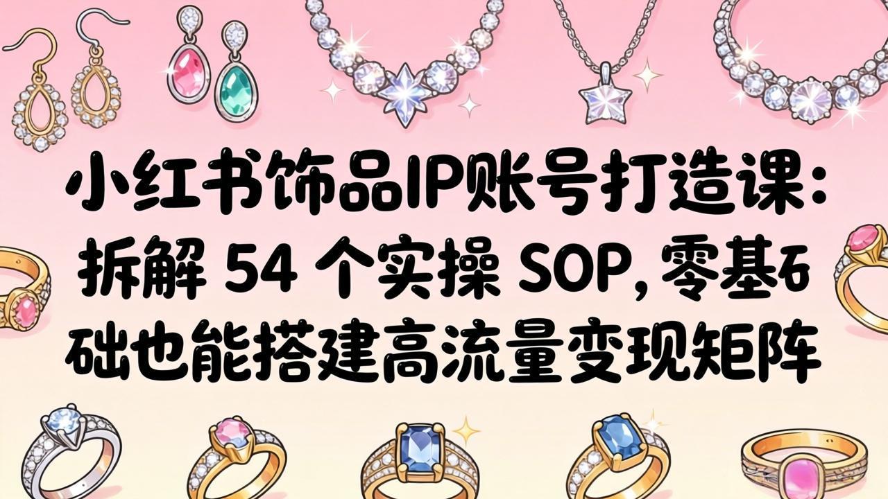 小红书饰品IP账号打造课:拆解 54 个实操 SOP,零基础也能搭建高流量变现矩阵-亮剑学堂