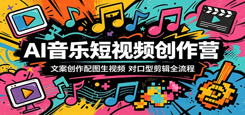 AI音乐短视频创作营：文案创作配图生视频，对口型剪辑全流程-亮剑学堂
