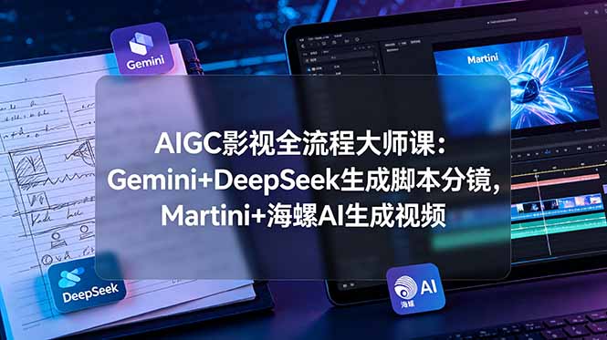 AIGC影视全流程大师课:Gemini+DeepSeek生成脚本分镜,Martini+海螺AI生成视频-亮剑学堂