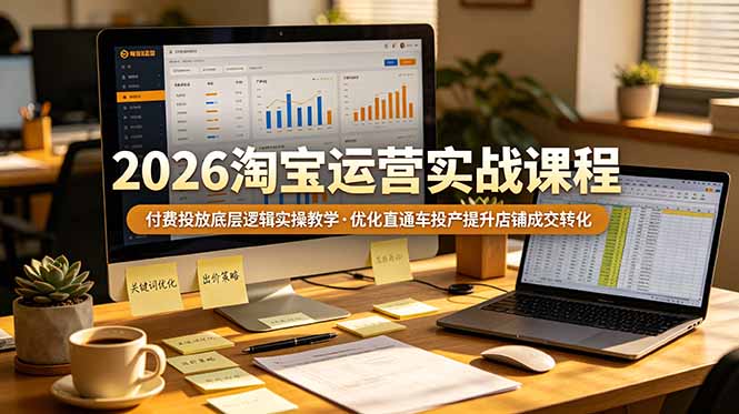 2026 淘宝运营实战课程,付费投放底层逻辑实操教学,优化直通车投产提升店铺成交转化-亮剑学堂