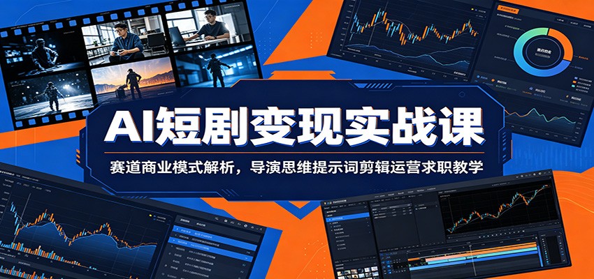 AI短剧变现实战课:赛道商业模式解析,导演思维提示词剪辑运营求职教学-亮剑学堂