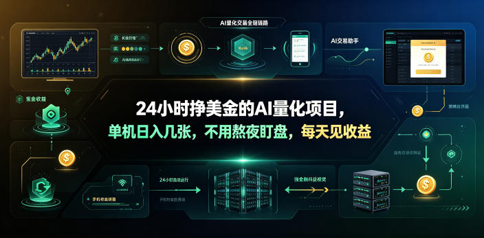 24小时挣美金的AI量化项目，单机日入几十美刀，不用熬夜盯盘，每天见收益【揭秘】-亮剑学堂