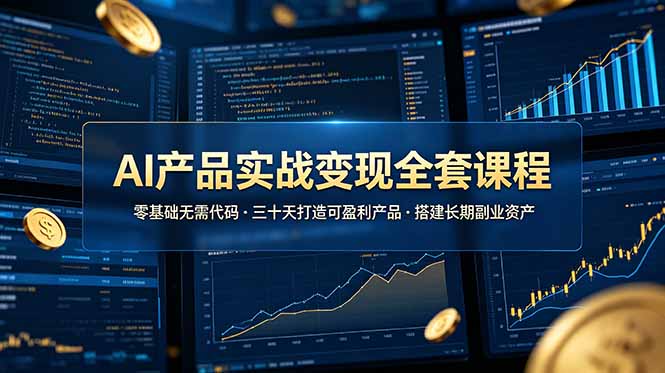 AI产品实战变现全套课程,零基础无需代码,三十天打造可盈利产品搭建长期副业资产-亮剑学堂