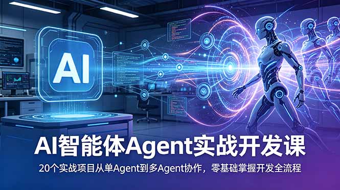 AI智能体Agent实战开发课:20个实战项目从单Agent到多Agent协作,零基础掌握开发全流程-亮剑学堂