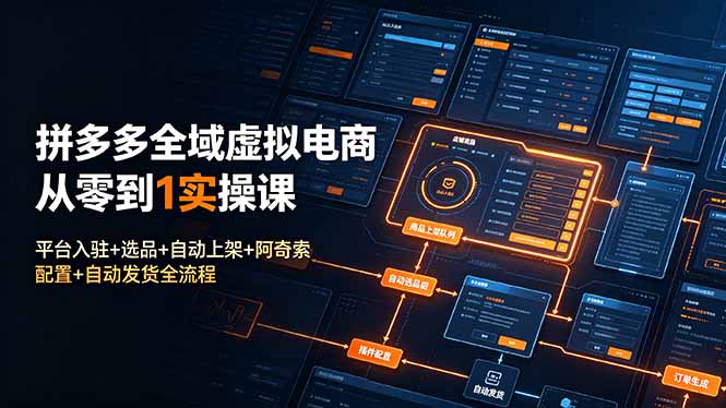 拼多多全域虚拟电商从零到1实操课:平台入驻+选品+自动上架+阿奇索配置+自动发货全流程-亮剑学堂
