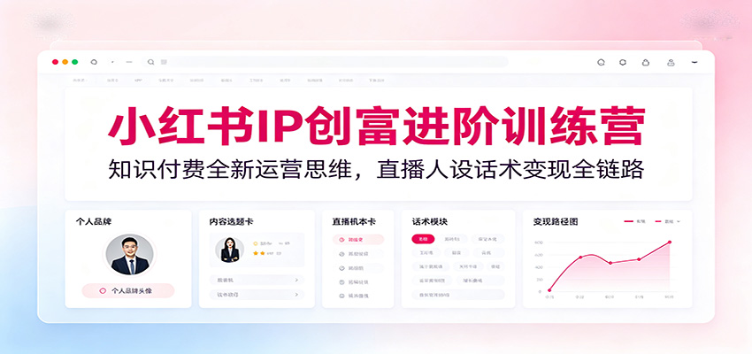 小红书IP创富进阶训练营:知识付费全新运营思维,直播人设话术变现全链路-亮剑学堂