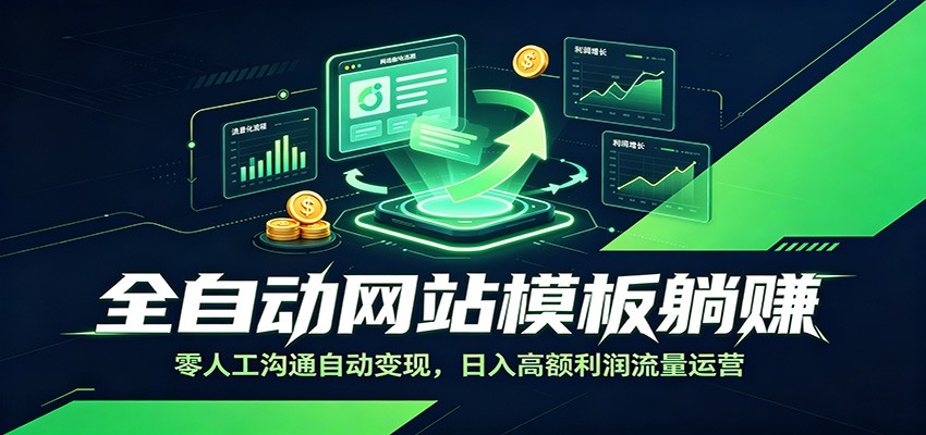 全自动网站模板躺赚：零人工沟通自动变现，日入高额利润流量运营-亮剑学堂