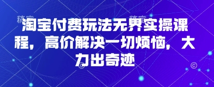 淘宝付费玩法无界实操课程,高价解决一切烦恼,大力出奇迹-亮剑学堂