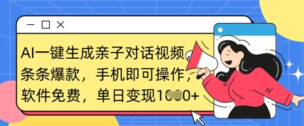 AI一键生成亲子对话视频,条条爆款,一部手机即可操作,单日变现数张-亮剑学堂