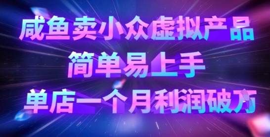咸鱼卖小众虚拟产品,简单易上手,单店一个月利润破W-亮剑学堂